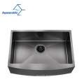 Avental aço frontal aço inoxidável tigela única Gunmetal preto PVD Nano Sink Kitchen